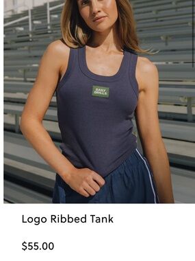 Daily Drills Eggplant Ribbed Tank with Green Logo Patch Size ML NEW